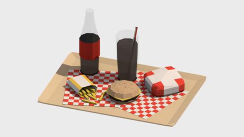 Low poly Fast Food Meal +GIF preview image